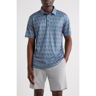 Swannies OLeary Bobber Print Performance Golf Polo in Blue at Nordstrom Rack, Size Xx-Large