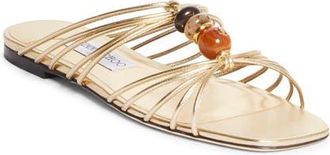 Jimmy Choo London Lova Beaded Slide Sandal in Gold Mix at Nordstrom, Size 39.5