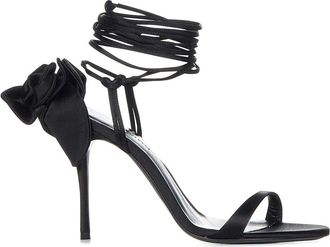 Magda Butrym Satin Sandals with 3D Flowers
