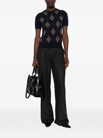 Tory Burch Argyle Knit Sweater - Navy