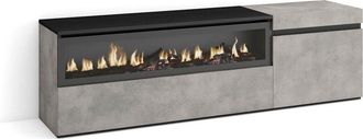 Skraut Home Skraut Home - Mueble Tv, Televisi&oacute;n, Muebles De Sal&oacute;n, Almacenaje, 150x45x35cm, Para Tv Hasta 65, Chimenea El&eacute;ctrica, Estilo Moderno, Gris Cemento
