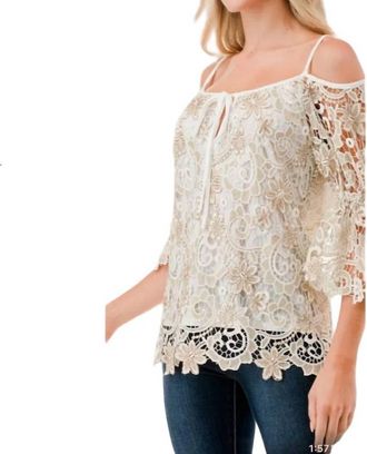 Vava Fleurette Ivory Lace Top In Beige