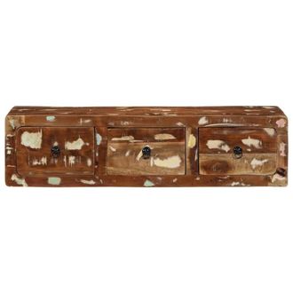 Berkfield Home Wall-mounted TV Cabinet 100x32x25 cm Solid Wood Reclaimed in Brown | Size: 100 x 32 x 25 cm