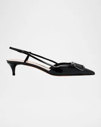 Valentino Garavani VLogo Patent Kitten Slingback Pumps