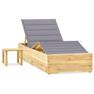 vidaXL Tumbona De Jard&iacute;n Con Mesa Y Coj&iacute;n De Madera De Pino Impregnada Vidaxl