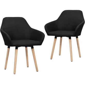 vidaXL Sillas De Comedor 2 Unidades Tela Negro Vidaxl