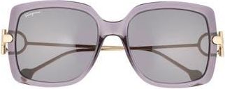 Ferragamo Salvatore Ferragamo Gancio 55mm Square Sunglasses in Grey at Nordstrom Rack