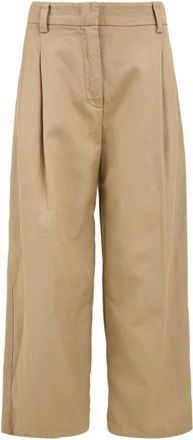 Aspesi Wijde broek - Dames - Wijde Broeken - Beige - XS - Katoen - Broeken