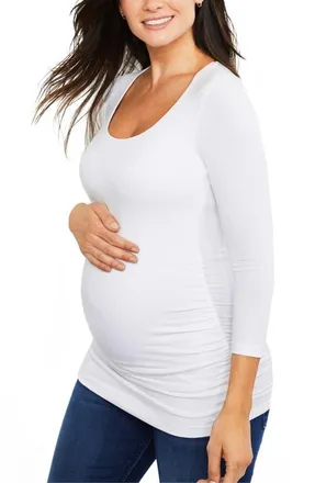 A Pea in the Pod Ruched Maternity Top in White at Nordstrom, Size X-Small
