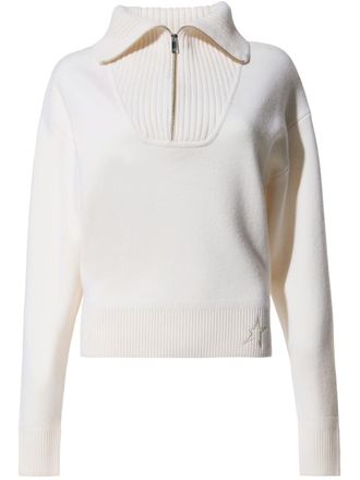 Perfect Moment White Fleece High-Collar Zip Trekking Pullover