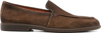 Santoni Brown Round Toe Loafers