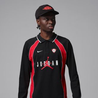 Nike Jordan Mens Jordan Flight Long-Sleeve Polo Jersey in Black | IF1915-010