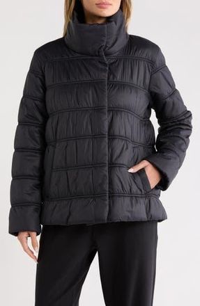 Eileen Fisher High Collar Puffer Coat in Black at Nordstrom Rack, Size X-Small