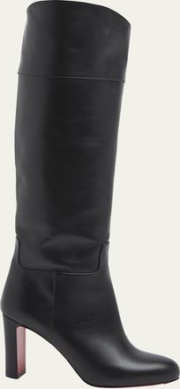 Christian Louboutin Loo Leather Red Sole Knee Boots