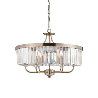 Netlighting Ascoli Pendant Ceiling Light Antique Brass Plate Clear Cut Glass in Bronze