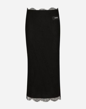 Dolce & Gabbana Chantilly Lace Midi Skirt - Woman Skirts Black Lace 36