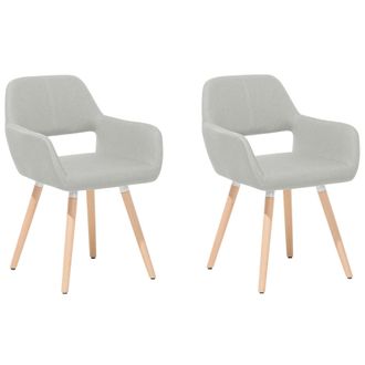 Beliani Beliani - Conjunto De 2 Sillas Tapizadas En Tela Gris Claro Con Patas De Madera Estilo Ecl&eacute;ctico Moderno Chicago