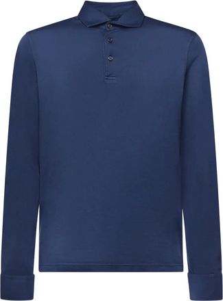 Fedeli buttoned long-sleeve polo shirt - men - Fabric - 54 - Blue