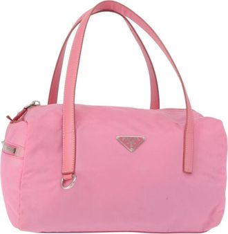 Prada Side Pocket Convertible Duffle Bag Tessuto Pink Nylon Handbag (Pre-Owned)