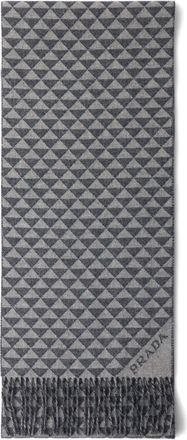 Prada Sciarpa Symbole con frange - Grigio
