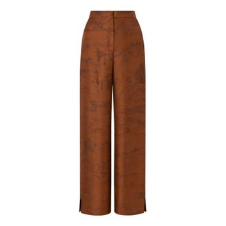 Max Mara Wide Trousers, female, Brown, Size: XS Silk Twill Trousers
