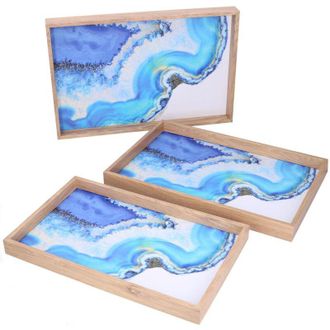 Vacchetti Bandeja Rectangular Madera Azul Claro 1-3 Cm45x30h4