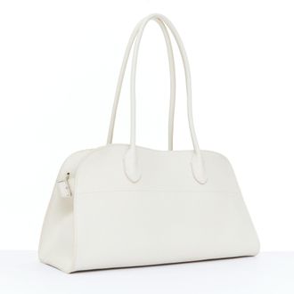 The Row 2024 Margaux Shoulder 12 White Grained Leather Tote