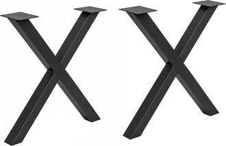 Home Heavenly Patas de mesa de metal en forma de x en color negro 74 x 88 x 8 cm