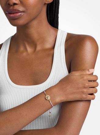 Michael Kors Pav&eacute; Gold-Tone Logo Corded Bracelet