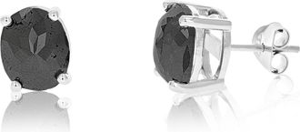 Vir Jewels 5.50 cttw Oval Shape Black Diamond Stud Earrings.925 Sterling Silver Prong Set