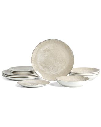 Christian Siriano Onyx 12pc Porcelain Dinnerware Set