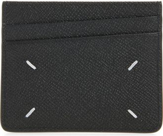 Maison Margiela Four Stitches Slim Leather Card Holder in Black at Nordstrom