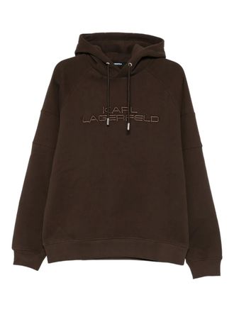 Karl Lagerfeld logo-embroidered hoodie - men - Cotton/Polyester/Cotton - M - Brown