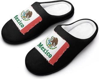 Generic Mexico Flag Mens Slippers Comfortable And Non-slip Cotton Slipper Shoe for House