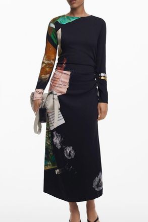 Desigual Nero Viscosa Dames Lange Jurk