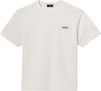 A.P.C. A.p.c., Tops, Heren, Wit, M, Katoen, Witte T-shirts en Polos met Logo
