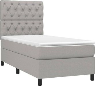 vidaXL Cama Box Spring Con Colch&oacute;n Tela Gris Claro 80x200 Cm Vidaxl