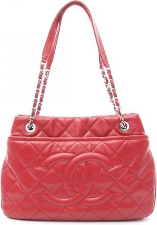Chanel Red Color Leather Handbag Tote Bag (Pre-Owned)