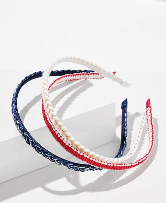 Talbots Americana Skinny Headband - Set of 3 - White - 001 Talbots