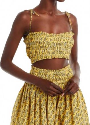 Rhode Resort Pari Cropped Bandeau Top In Yejawahat Garden Golden Mini