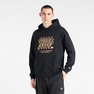 New Balance Mens London Edition Athletics Graphic French Terry Crew 2 in Black Cotton, size X-Large