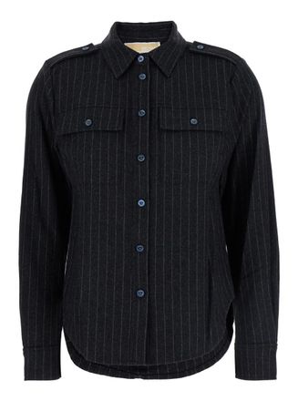 Michael Kors Grey Pinstriped Shirt In Wool Blend Woman