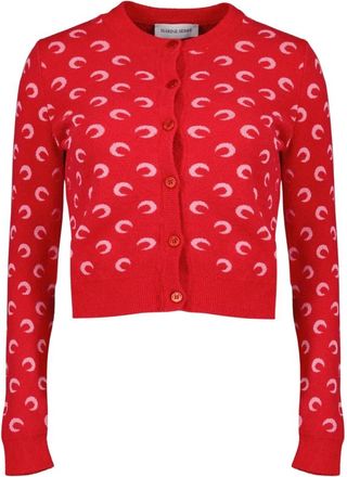 Marine Serre Moon Jacquard Bouclette Vest - Dames - Vesten - Rood - S - Katoen - Truien & Vesten