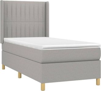 vidaXL Vidaxl - Cama Box Spring Colch&oacute;n Y Luces Led Tela Gris Claro 90x190 Cm