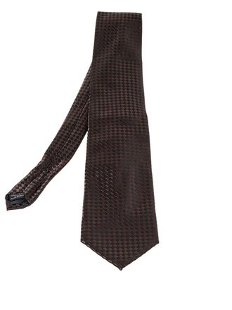 Lanvin checkered silk tie - men - Silk - One Size - Brown