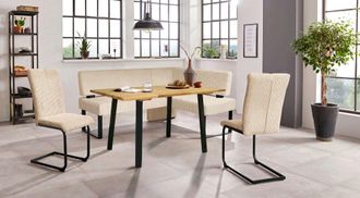 HOME AFFAIRE Eckbankgruppe »Oliver« Set, 4-tlg, 4 Stk. tlg. Eckbank mit Wellenunterfederung im Sitz, Tisch Massiv Eiche