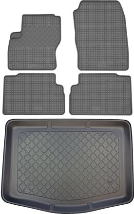 OEM Juego De Alfombrillas De Goma Para Fiat C-max Ii Van (5 Puertas) De Noviembre De 2010 A Junio De 2019: Alfombrilla Para Coche + Alfombrilla Para Malet