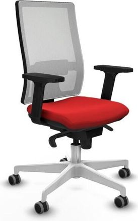 Piqueras y Crespo Piqueras Y Crespo - Horna sincro malla blanca similpiel rojo brazos 2D base blanca ruedas 65mm engomadas