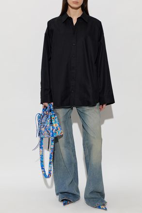 Balenciaga Oversize Shirt, Womens, Black
