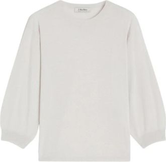 Max Mara Comfortabele Wollen Trui - Dames - Ronde hals truien - Wit - XL - Wol - Truien & Vesten